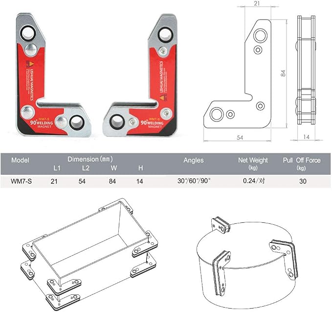 2pcs Inside/Outside 90 Degree Neodymium Welding Magnets Holder/Strong 30 60 90 Angles NdFeB Magnetic Clamp