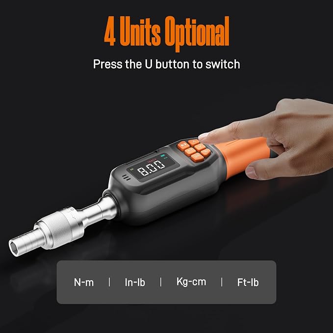 Rachet Digital Torque Screwdriver, 0.3-5.9 Ft.lb/0.4-8 Nm, 1/4'' Drive Inch Pound Torque Screwdriver Wrench Electrician with Buzzer & LED Indicator for Bike Scope Mounting