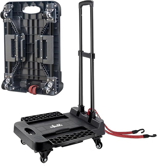 ZHJINGYU Folding Hand Truck Cart,Heavy Duty Trolley 220lbs Capacity,Folding Luggage Cart, Collapsible Wheels,Extended Handle Portable Dolly Cart for Moving, Airport, Office,Carrying Home