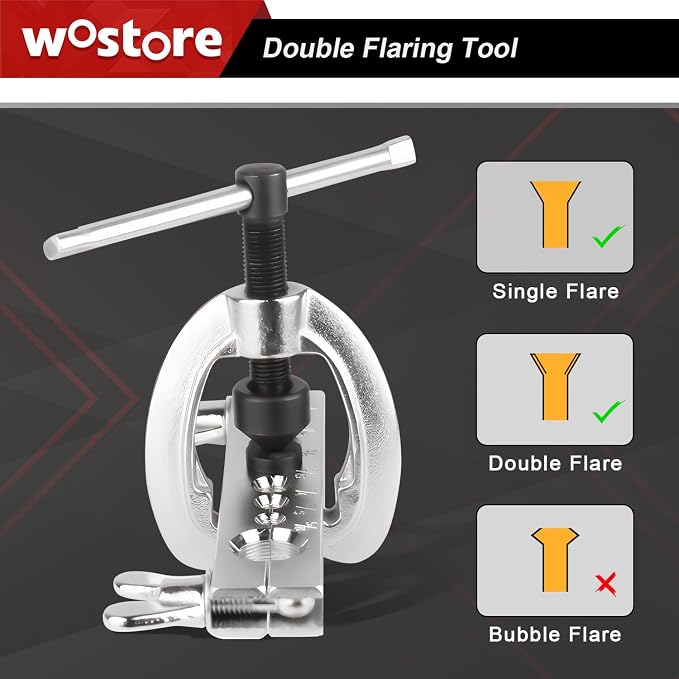 Wostore Double Flaring Tool Kit with Tube Bender 1/4",5/16",3/8" and Spring Bender 1/2",5/8" for Plumbing Copper Brake Line HVAC