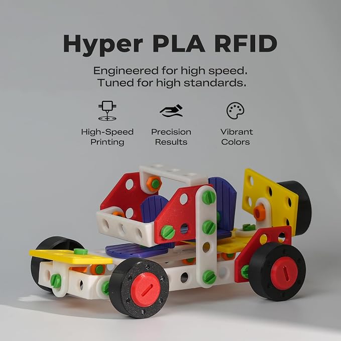 Creality Hyper PLA Filament Bundle 10KG, RFID 3D Printer Filament PLA 1.75mm for High Speed 30-600mm/s, Support CFS, Fits for Most 3D Printers (Black*5+White*5)