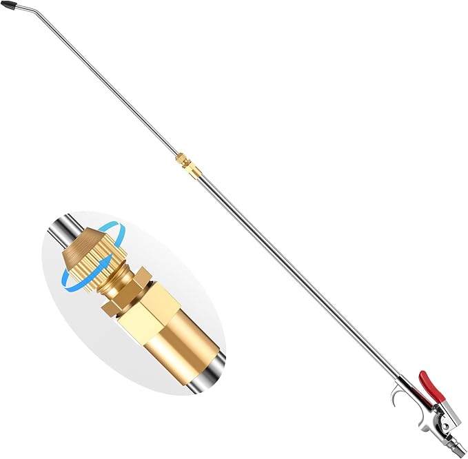 Long Reach Pneumatic Air Blow Gun, Extension Air Nozzle Blower Wand Fit 1/4" NPT Inlet & Lever Grip, Heavy Duty Industrial Blow Gun Pneumatic Tool for Radiator Compressor(27-42 Inch)