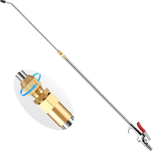 Long Reach Pneumatic Air Blow Gun, Extension Air Nozzle Blower Wand Fit 1/4" NPT Inlet & Lever Grip, Heavy Duty Industrial Blow Gun Pneumatic Tool for Radiator Compressor(27-42 Inch)
