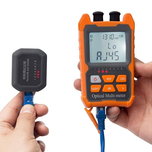 Fiber Optic Cable Tester Portable Optical Fiber Power Meter FC/SC/ST Universal Interface Integrated OPM, VFL, and RJ45 Functions (OPM-VFL-1)
