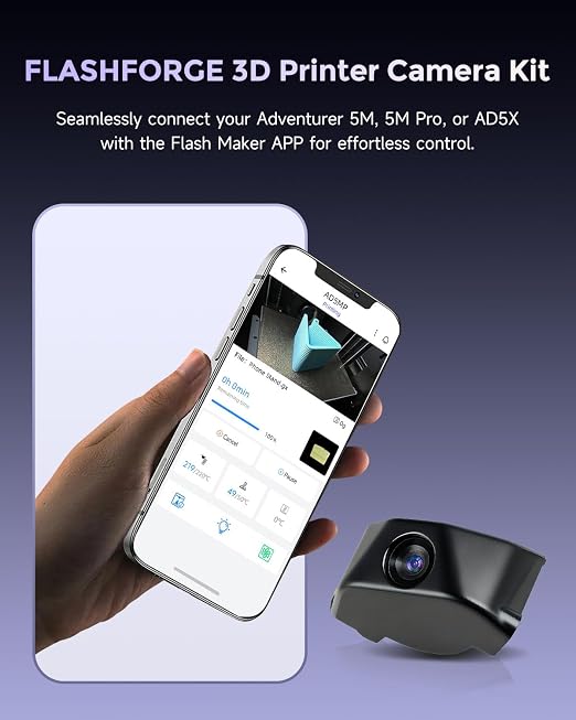 FLASHFORGE AD5X 3D Printer Retrofittable Accessory Camera Kit, Extended Functionality Real-Time Monitoring and Time-Lapse Video, Compatible with AD5M/ Pro 3D Printers