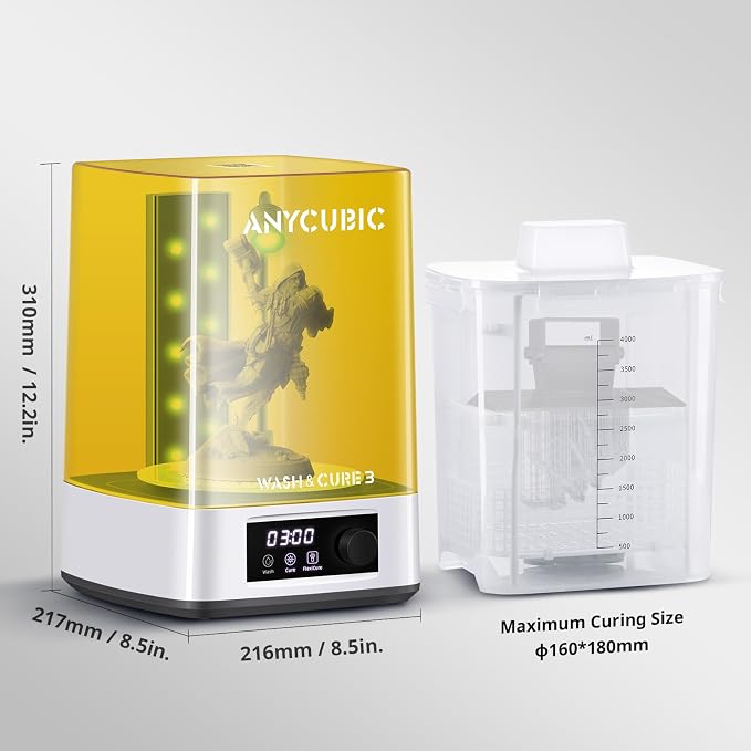 ANYCUBIC Wash and Cure Station 3.0, Resin 3D Printer Post-Process for Most LCD/SLA/MSLA/DLP Resin Printer, Detergent Saving&Dual Cleaning and Curing Models