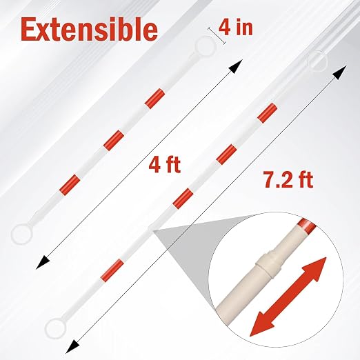 6 Pcs Retractable Traffic Cone Bar from 4ft to 7.2ft, Expandable Safety Cone Bars, Lightweight Barricade for Parking Lots, Road Construction (Cone Not Included, Red and White)