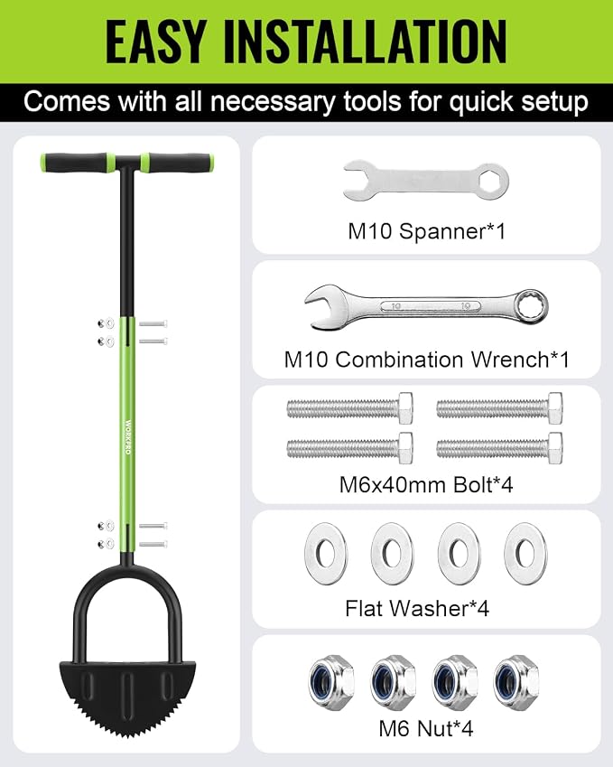 WORKPRO 40-Inch Edger Lawn Tool, Half Moon Saw Tooth Lawn Edger | Half Moon Saw-Tooth Steel Blade, Wide Footplate, Ergonomic T-Handle, Manual Garden Edger For Lawn, Sidewalk & Landscaping