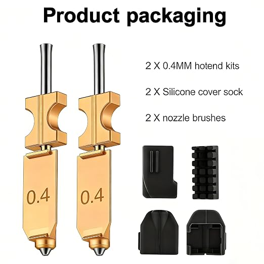 2PK Upgraded 0.4mm Hotend Kit for Flashforge AD5X Quick-Detachable Nozzle Extruder, Rapid Heating, with Extra 2PCS Silicone Cover 2PCS Nozzle Brush
