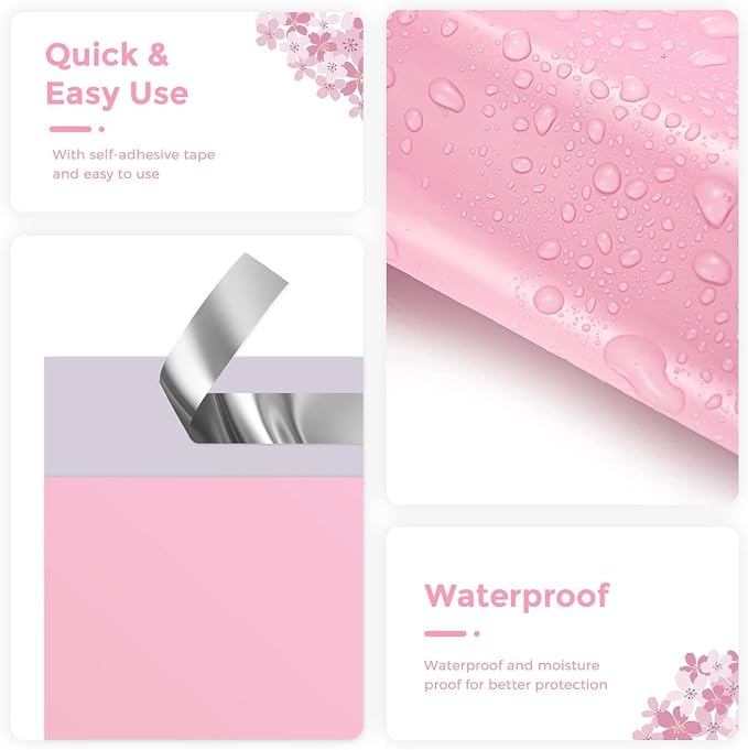 Metronic Poly Mailers 10x13 1200 Pack, Small Shipping Bags for Clothing with Strong Adhesive, Shipping Envelopes Mailers Poly Bags for Small Businesses, Waterproof Packages Bags Light Pink