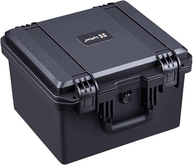 Lykus HC-3530 Waterproof Hard Case with Customizable Foam Insert, Interior Size 13.78x11.81x9.06 in, Suitable for camera, lens, drone, mic, flashlight, projector, electronics, tools, and more