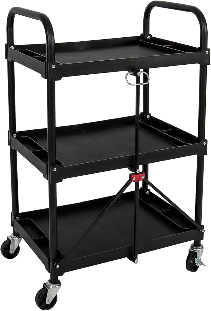 LEADALLWAY Platform Truck Large Size 880lbs 35.8x24x34.3inches Yellow with 2 Rope+Collapsible Service Cart