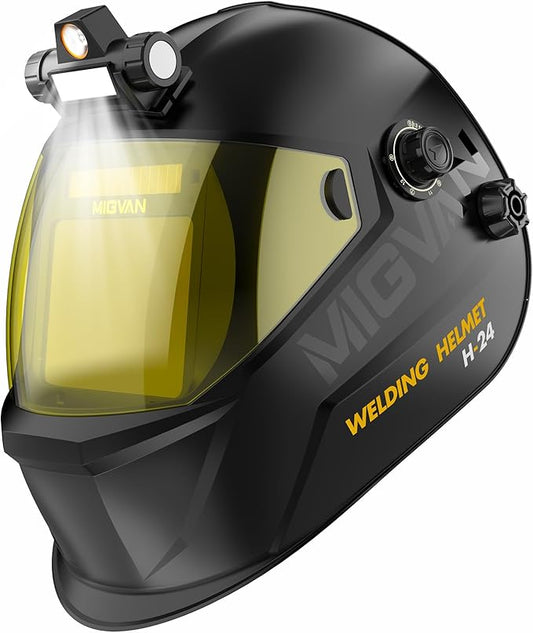 Welding Helmet Auto Darkening True Color Large Viewing, Welding Hood Solar/Rechargeable Battery Powered, Wide Shade 4/5-13 with 4 Arc Sensor, Optical Clarity Welding Mask for TIG MIG ARC Grind
