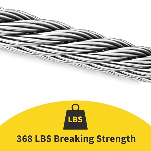 1/16 Wire Rope, 200FT 304 Stainless Steel Cable with 100Pcs Crimp Sleeves, Aircraft Grade, 7x7 Strand, 368lbs Breaking Strength, for Garden Trellis, Clothesline, Railing,Trellis