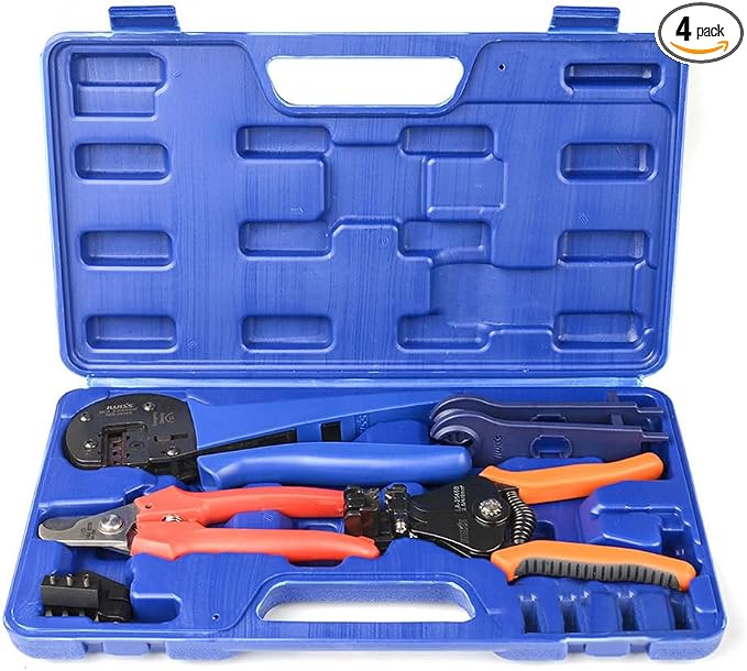 iCrimp Solar Crimping Tool Kit for Solar Panel Installation, All in One Solar Tool Set with Solar Crimper, Wire Cutter, Wire Stripper and Solar Connector Spanners