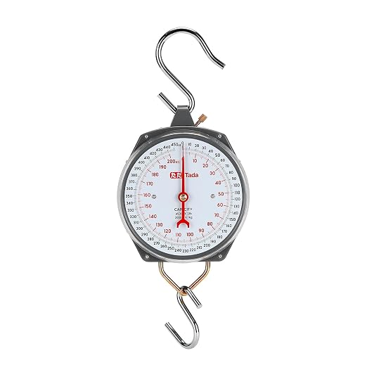 Tada Game Scale 450lb Mechanical Hanging Scale with 8 Inch Dial, Heavy-Duty Design for Kitchen, Fishing, Outdoor Use, and Farms