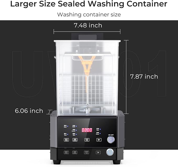 Creality Wash and Cure Station UW-01 2 in 1 Machine Resin 3D Printer UV Curing Rotary Box Bucket for LCD/DLP/SLA Washing Size 7.48x6.06x7.87 inches