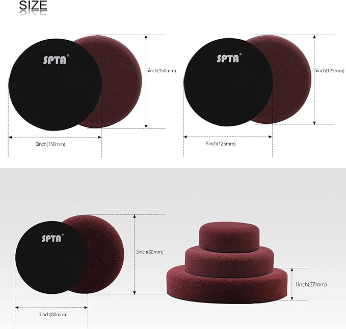 Buffer Polisher, SPTA 7 Inch 180mm Rotary Polisher Car Polisher Electric Polisher RO Polisher & Polishing Pads Set for Auto Buffing and Polishing