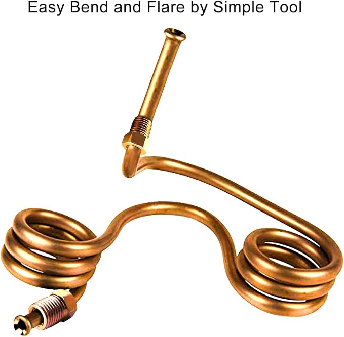 MuHize 1/4 Brake Line - Upgraded 25 Ft. Brake Line Kit(2026 New), 1/4 Flexible Copper Coated Brake Line Tube Roll(Includes 16 Inverted Flare Fittings)