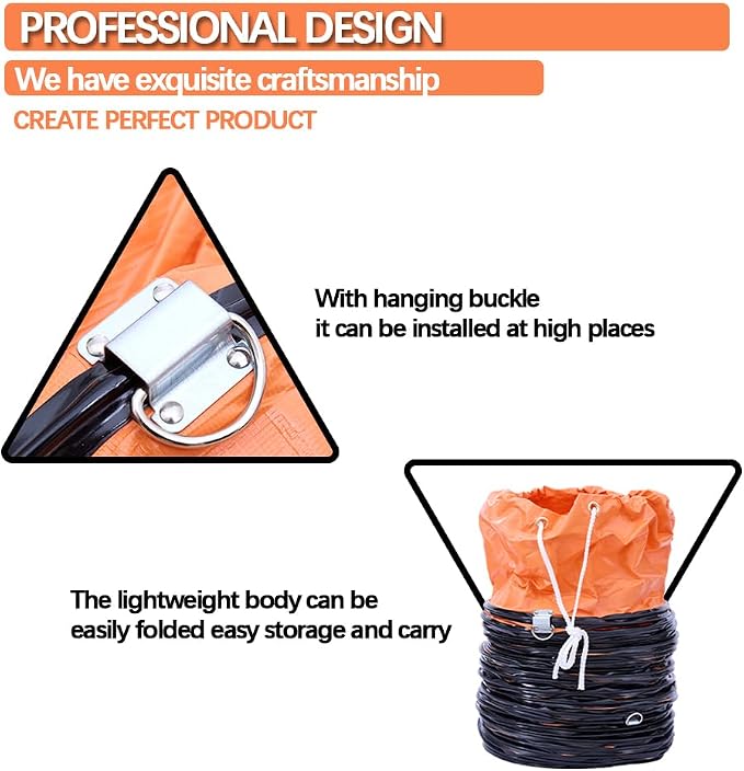 33FT Ducting Hose PVC Flexible Duct Hosing with Adjustable Rope for 16inch Utility Blower Ventilation Fan Exhaust Fan (16inx33ft)