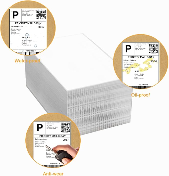 【2000 Labels/4 Stacks】 Labelebal 4" x 6" Fanfold Direct Thermal Labels (101mm x 152mm) Shipping Address Mailing Postage Labels Compatible for Zebra & Rollo Printer Adhesives (500 Labels/Stack)
