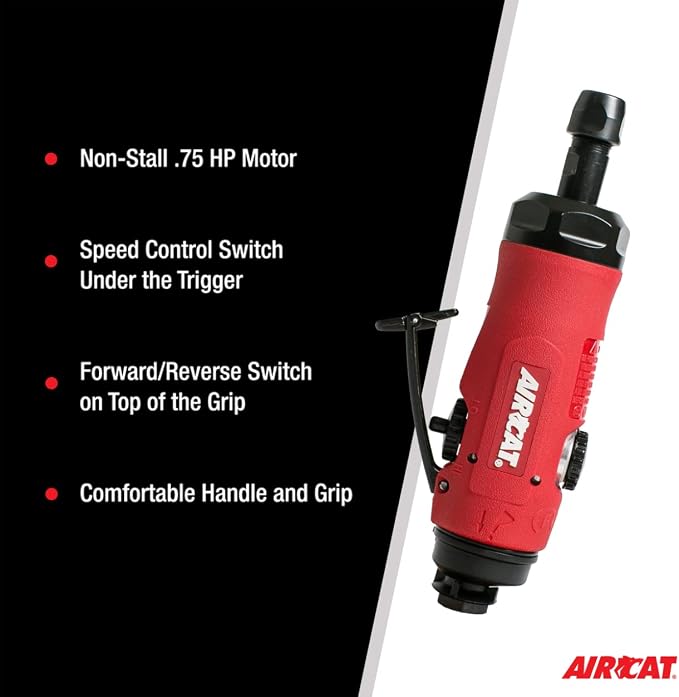 AIRCAT Pneumatic Tools 6290: .75 HP Reversible Straight Die Grinder 20,000 RPM