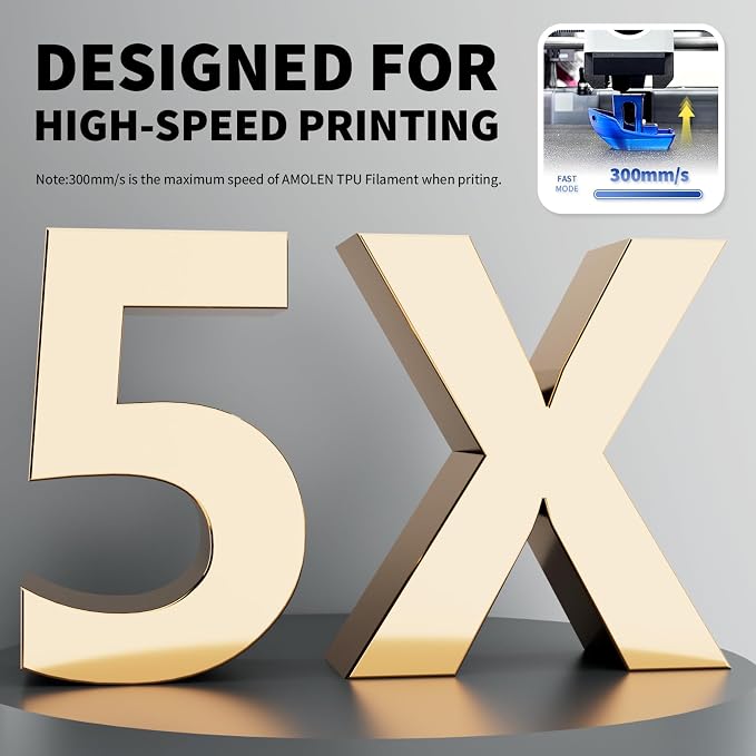 AMOLEN 95A TPU 3D Printer Filament 1.75mm, High Hardness & Resilience TPU Basic Black Filament, 1KG Flexible 3D Filament, Dimensional Accuracy +/- 0.02mm, Suitable for Most FDM 3D Printers
