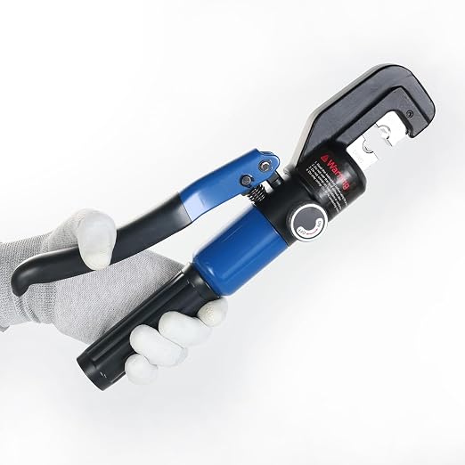 10 Tons Hydraulic Crimping Tool Kit Cable Lug Crimper Battery Terminals Crimping Tool with 9 US Standard Chromed Hexagonal Dies 12 AWG to 00 (2/0), 1/8" for Stainless Steel Wire Rope