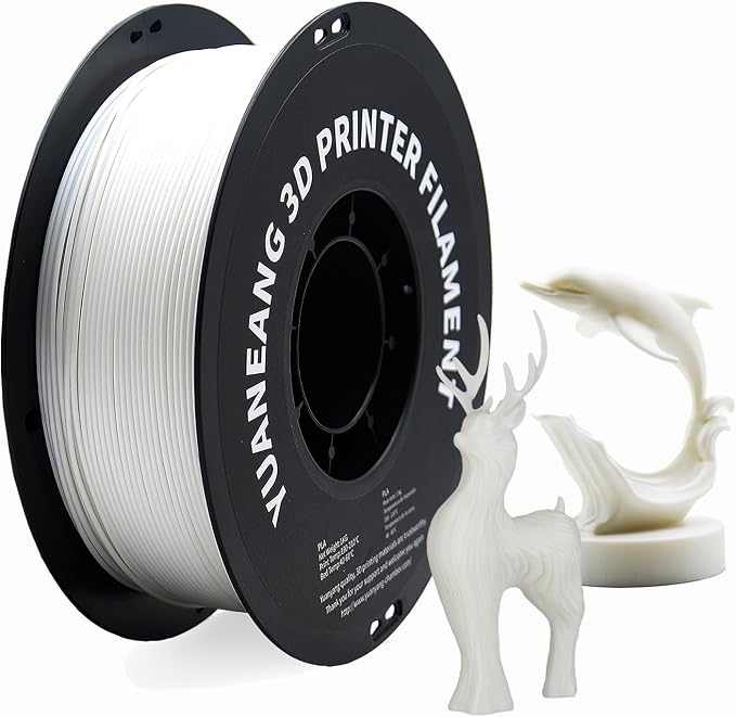 PLA 3D Printer Filament 1.75mm, 1kg Spool, ±0.03mm Precision, Low-Warp & Easy Printing, White