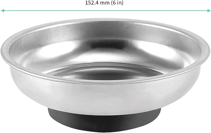 FUNSUEI 8 Packs 6 Inches Magnetic Tray, Stainless Steel Magnetic Bowl, Round Magnetic Parts Tray for Pins, Screws, Bolts, Nuts, Small Parts