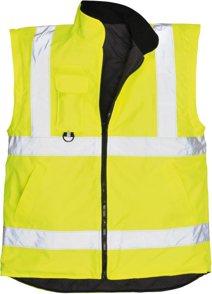 Portwest Hi-Vis 7in1 Jacket Viz Insulated Safety Visability Work Bomber Rain ANSI 3, X Large Yellow