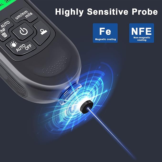 EMVANV Paint Thickness Gauge, Digital Meter Probe Paint Thickness Gauge Zero Calibration Digital Display Car Coating LCD(Black)