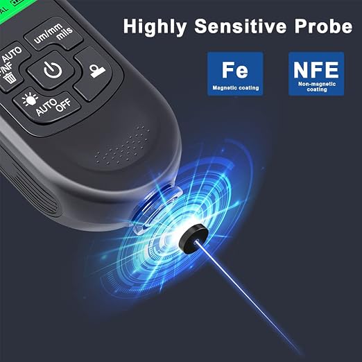 Paint Thickness Gauge, Digital Meter for Automotive Coating Thickness Gauge Tester, LCD Display Paint Mil Thickness Meter Gauge for Used Car Paint Depth Meter 0-2000um(Black)