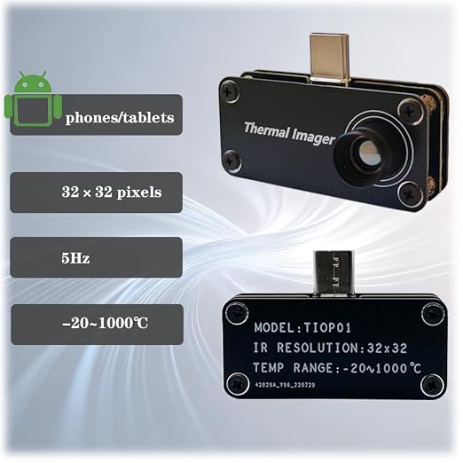 TIOP01-HK 10g Ultra Light IR Camera -4℉ to 1832℉ Plug & Play | Ultra-portable and lightweight, easy to carry, perfect for home energy check, DIY repairs and daily temperature scanning