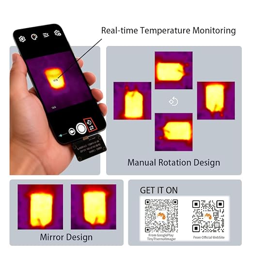 TIOP01-HK 10g Ultra Light IR Camera -4℉ to 1832℉ Plug & Play | Ultra-portable and lightweight, easy to carry, perfect for home energy check, DIY repairs and daily temperature scanning