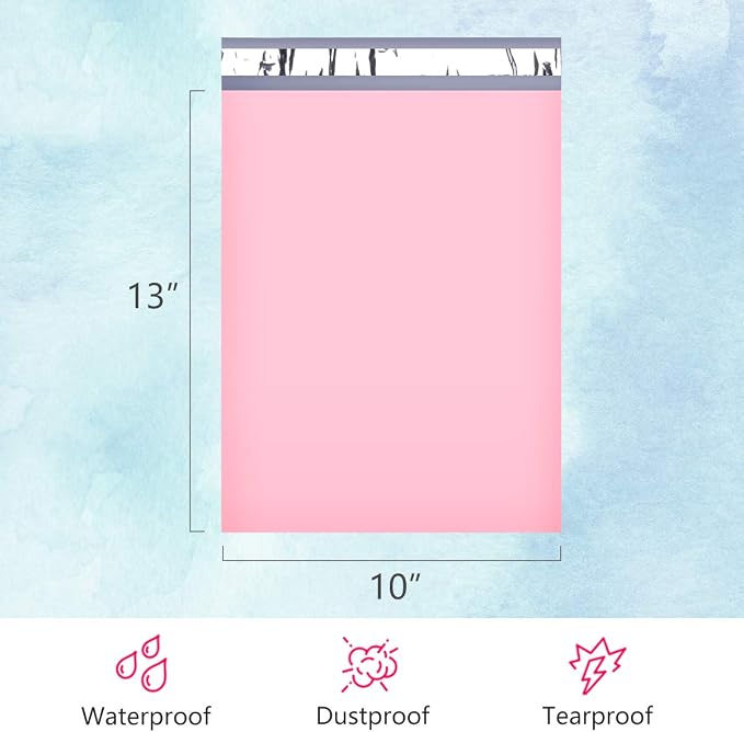 UCGOU Poly Mailers 10x13 Inch Light Pink 100 Pack Shipping Bags #4 Strong Mailing Envelopes Boutique Packaging Postal Self Seal Adhesive Waterproof and Tear Proof Small Business for Clothes Books