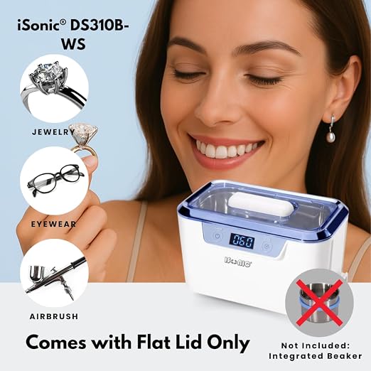 iSonic® DS310B-WS Miniaturized Commercial Ultrasonic Cleaner with a Flat Lid for Eyeglasses, 110V 55W