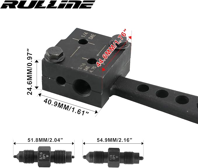 RULLINE 3/16" & 1/4" Double Flaring Tool Kit - Heavy Duty Brake Line Flarer for Auto/Motorcycle/Truck Repair (Copper/Aluminum/Steel)