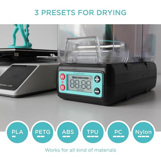 Polymaker PolyDryer Dry Dock(No Box), Filament Dryer for 3D Print, 360° Airflow, Adjustable Heat & Timer, Print Without Breaking Seal, Works with PA Nylon, PLA, PVB, PETG, ABS, TPU, 1.75/2.85/3.00mm