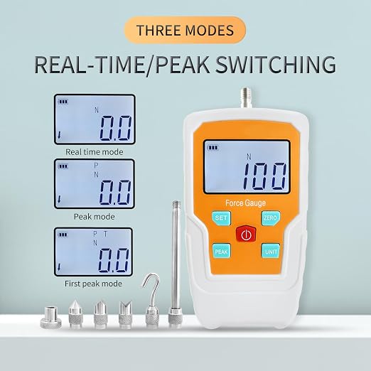 Digital Force Gauge Push and Pull Meter Dynamometer Tension Pressure Tester Thrust Meter Compression Load Plug Force Destructive Tests 100N/10kg/22lbf/360Oz