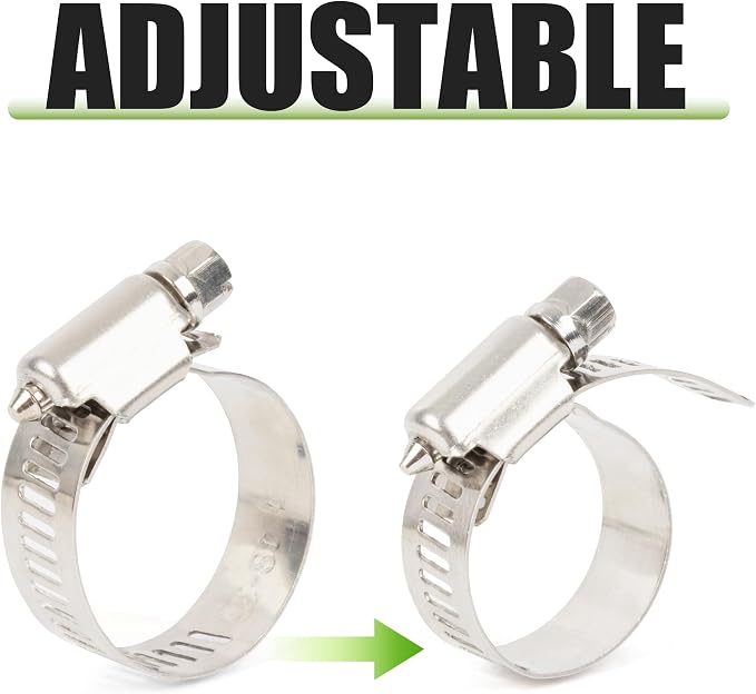 U.S. Solid 20PCS Hose Clamps Stainless Steel Adjustable 3/4"–1 1/4" (18–32mm) Worm Gear Hose Clamp, Heavy Duty Metal Hose Clamps for Automotive, Pipe, Radiator Plumbing
