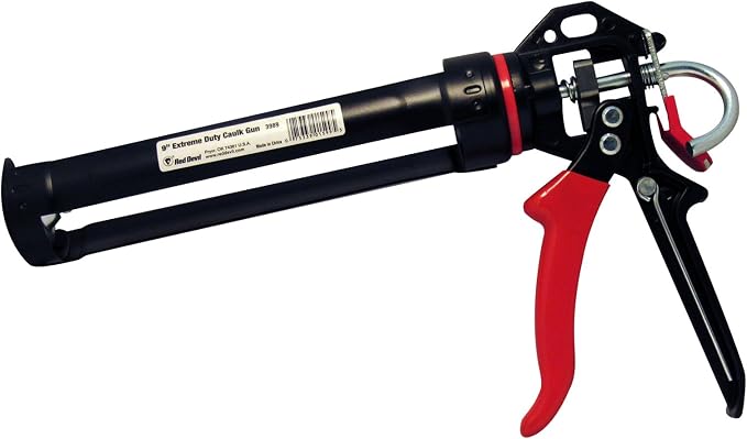 Red Devil 3989 9" Extreme Duty Caulk Gun - Thrust Ratio 26:1 & 0826 100% Silicone Sealant, Clear