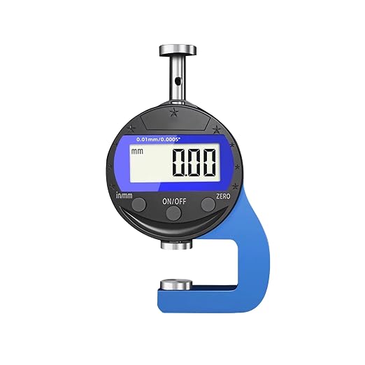 Digital Thickness Gauge Thickness Measuring Indicator Thickness Gauge | Measuring Range 0-10mm0.0005''/0.01 mm with LCD Display, for Leather, Paper, Sheet Metal and More (PT)