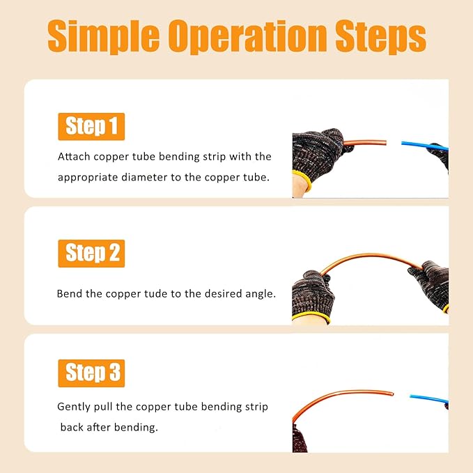 4pc 13ft(4m) Conditioning Copper Tubing Pipe Extension Tool Kit 1/4" 3/8" 1/2" 5/8" Copper Tube Bender Strip Kit - with Premium XL Protective Gloves for Air Conditioner Line Repair Tools