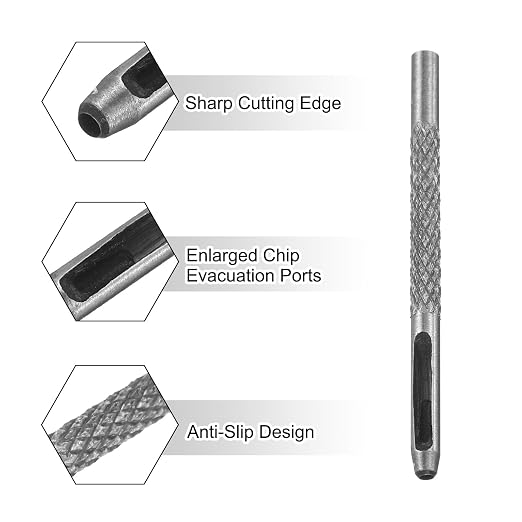 HARFINGTON 2pcs Leather Round Hole Punch, 2mm Hollow Hole Puncher Cutter Carbon Steel Circle Hole Punching Cutting Tool for Belt/DIY Leather Craft