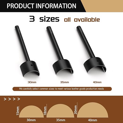 3 Sizes Leather Corner Punch, Half-Round Punch Set, Leather Belt End Punch Tool, Belt Cutter Cutting Tool, Leatherworking Tools for Strap Belts, Wallet, Bags
