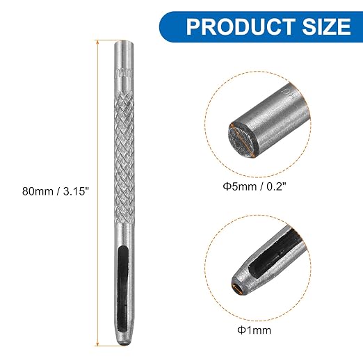 HARFINGTON Leather Round Hole Punch, 2mm Hollow Hole Puncher Cutter Carbon Steel Circle Hole Punching Cutting Tool for Belt/DIY Leather Craft