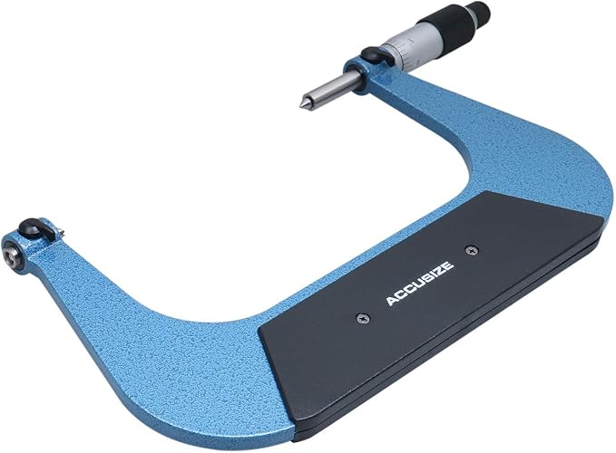 Accusize Industrial Tools 5-6'' by 0.001'' Screw Thread Micrometer with 3 Anvil in Fitted Box, S916-C755 | 3 Anvil Sets: 13-9, 8-5, 4.5-3.5 TPI, 0.001" Resolution, ±0.00016" Accuracy
