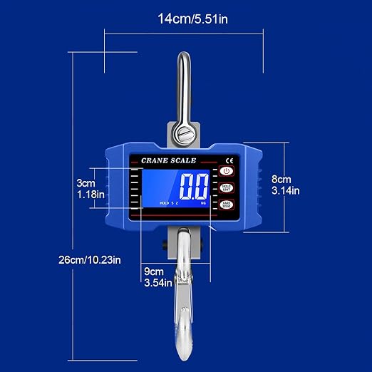 2000Kg/4400Lb Industrial Digital Hanging Scale - Heavy Duty Crane Scale with Aluminum Case & LCD Screen, High Precision Multi-Unit Switch for Garage, Market, Fishing