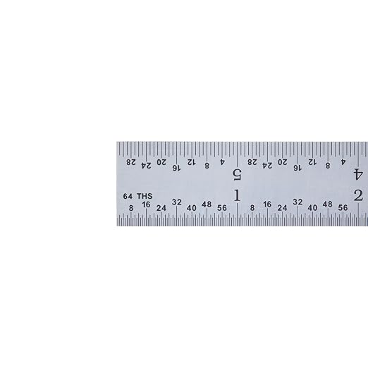 PEC Tools Made in USA Machinist Rule, 6" Rigid Steel Rule, Satin Chrome Finish, Markings 1/32", 1/64",1/10",1/50" for Professionals